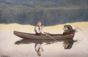 göl ve nehir üzerinde by Theodor Kittelsen
