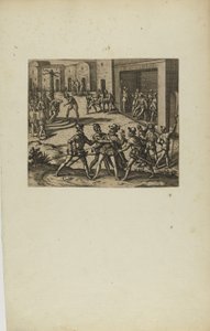 (Jacobus Almagrus a Ferdinando Pizarro Invincula Coniicitur in Carcere....) (Americae kitabından, altıncı bölüm) by Theodor de Bry