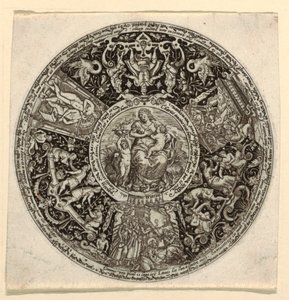Bir Hayırseverlik Alegorisine Sahip Oyulmuş Tazza için Tasarım by Theodor de Bry