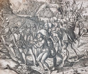 Yerlilerin Sevilla'da köleliğe götürülmek üzere gemilere bindirilmesi, Theodor de Bry (1528-1598), Antiller tarafından gravür