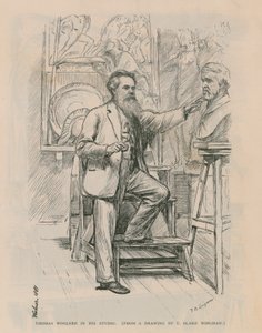 Heykeltıraş Thomas Woolner stüdyosunda iş başında by Theodore Blake Wirgman