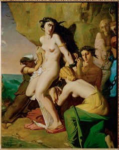 Andromede attachee au rocher par les Nereides - Deniz kızları tarafından kayaya zincirlenmiş Andromeda ... by Théodore Chassériau