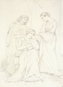 Kont Oscar de Ranchicourt ve Ailesinin Troubadour Kostümlü Tahmini Portresi by Théodore Chassériau