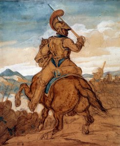 At sırtında karabina veya zırhlı süveter Suluboya, guaj, yıkama Theodore Gericault (1791-1824) 19. yüzyıl Güneşi. 0,25x0,22 m Paris, Louvre Müzesi by Theodore Gericault