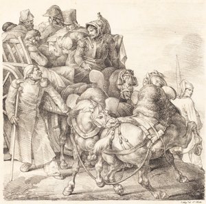 Yaralı Askerlerle Dolu Araba (Chariot Charge de soldats kutsadı) by Theodore Gericault