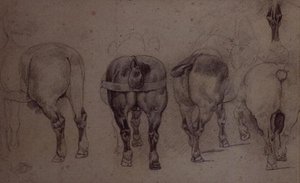 Koşumlu atlar (kalem) by Theodore Gericault