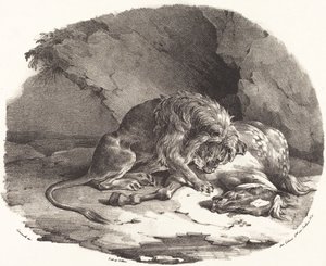 Aslan tarafından yutulan at by Theodore Gericault