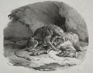 Aslan tarafından yutulan at by Theodore Gericault