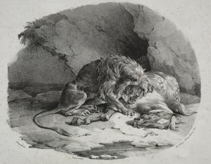 Aslan tarafından yutulan at by Theodore Gericault
