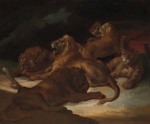 Dağlık Bir Peyzajda Aslanlar, M.Ö. 1818-20. by Theodore Gericault