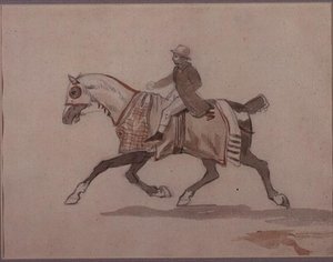 Küçük damat paça atlı (kalem ve sulu boya) by Theodore Gericault