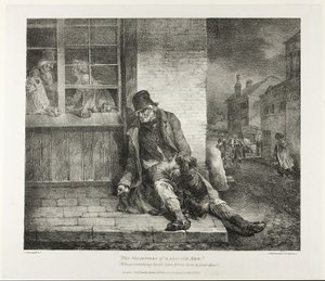 Zavallı Yaşlı Adamın Acılarına Acıyın!... 1821 (fildişi dokuma kağıt üzerine siyah litografi) by Theodore Gericault