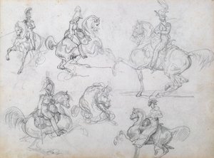 Sıçrayan atların binicileri by Theodore Gericault