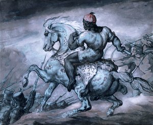 Sömürge Savaşından Sahne: Yetiştirme Atı Üzerinde Bir Siyah by Theodore Gericault