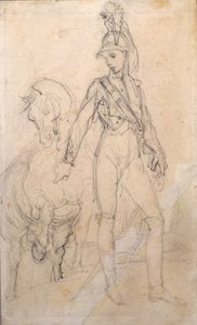 Bir ejderha ve atının incelenmesi by Theodore Gericault