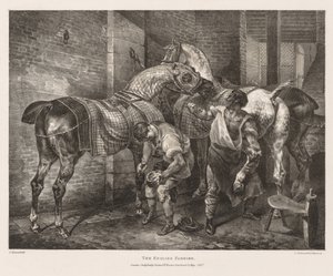 Yaşamdan ve Taştan Çizilmiş Çeşitli Konular: İngiliz Farrier, 1821. by Theodore Gericault