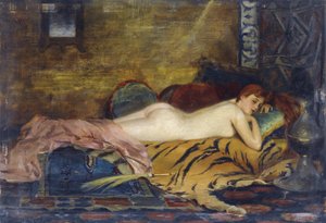 Yatan Çıplak - Theodore Jacques Ralli (Theodoros Rallis) (1852-1909). Ahşap üzerine yağlı boya Ebat : 24x35 cm Özel Koleksiyon
