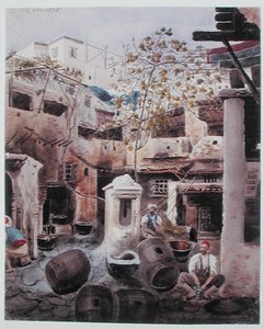Bir Boyahane, Rue du Divan, Cezayir. c.1835 (kağıt üzerine sulu boya)