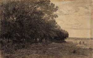 Macherin ormanında küçük bir grup uzun ağaç by Theodore Rousseau
