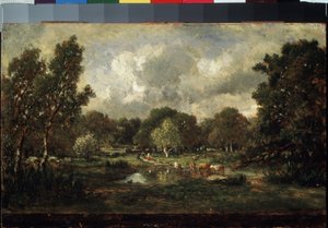Sulama yerinde inekler. Theodore Rousseau