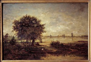 Theodore Rousseau (1812-1867) tarafından Loire Tablosunun kıyıları 19. yüzyıl Güneşi. 0.42x0.63 m Paris, Louvre Müzesi. by Pierre Etienne Theodore Rousseau