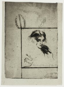 Eline Yaslanmış Bir Kızın Başı by Theodore Roussel