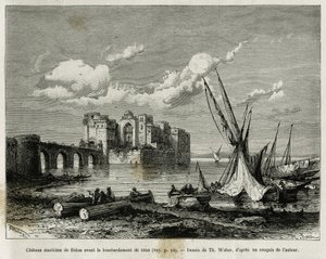 1840 bombardımanından önce Sidon deniz kalesi. Th. Weber, Halk Eğitim Bakanlığı tarafından bilimsel bir misyonla görevlendirilen Lyon Tıp Fakültesi dekanı M.Lortet