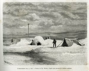 Meteorolojik gözlemevi Koljutschin körfezinde (kutup dairesi) kuruldu, bu sırada La Vega gemisi buza yakalandı ve mürettebat kışı geçirmeye hazırlanıyordu. Th.Weber tarafından yapılan gravür, Vega