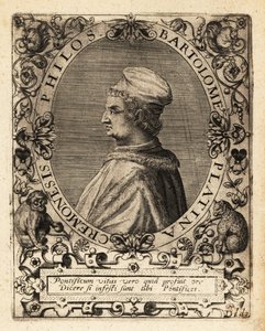 Bartolomeo Sacchi, İtalyan Rönesans yazarı. by Theodore de Bry