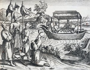 Jan Huyghen van Linschoten (1563-1611) tarafından 1583 ve 1592 arasında gerçekleştirilen yolculuktan, Theodor de Bry (1528-1598), Çin tarafından Hindistan Orientalis