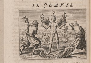 Tripus Avrevs için illüstrasyon, yani seçkin kimyagerlerin üç incelemesi.., 1618 by Theodore de Bry