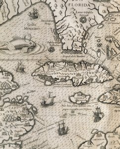 Küba Adası, Florida ve Meksika Körfezi, Amerikan Büyük Yolculuklarının Tarihinden oyma by Theodore de Bry