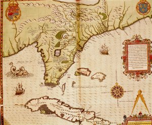 Theodore de Bry tarafından Florida ve Küba Haritası by Theodore de Bry