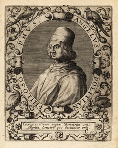 Poliziano, İtalyan klasik bilim adamı. by Theodore de Bry