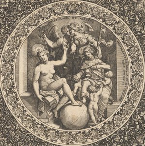 Merkezde Bir Dairede Misericordia ve Veritas ile Sahne, 1580-1600. by Theodore de Bry