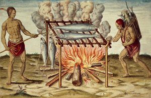 Balık pişiren Taino yerlileri, Theodor de Bry (1528-1598) tarafından John White