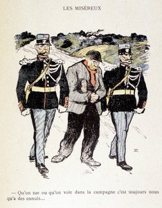 Les Miséreux: Kırda öldürsek de çalsak da başımız hep belada... (2 jandarma tarafından çevrili bir serseri) - “” In Life”da, Steinlen 1901 by Théophile Alexandre Steinlen