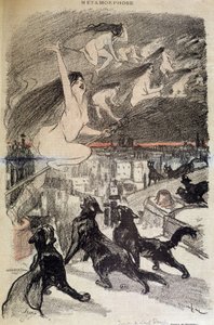 Kedilerin cadılara dönüşümü - Steinlen by Théophile Alexandre Steinlen