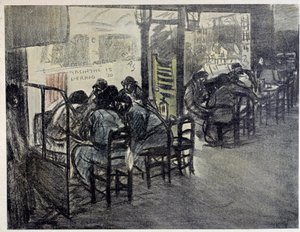 Kafenin terasında (Vitrinde “” Absinthe 15”, “” Pernod 20” yazıyor”) Theophile Alexandre Steinlen