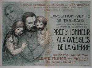 Kör askerlere yardım için sanat satışının reklamını yapan poster by Théophile Alexandre Steinlen