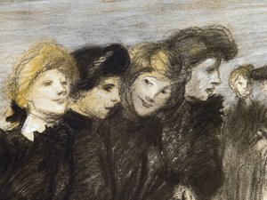 Midinelerin çıkışı (detay) (1907 öncesi). Teofil Alexandre Steinlen (1859-1923). Kağıt üzerine kömür ve pastel. Musee des Beaux-Arts de la Ville de Paris, PeuPalais. by Théophile Alexandre Steinlen
