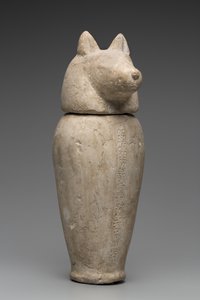 Çakal Başlı Kanopik Kavanoz (kireçtaşı) by Third Intermediate Period Egyptian