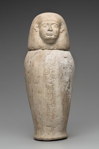 İnsan Başlı Kanopik Kavanoz (kireçtaşı) by Third Intermediate Period Egyptian