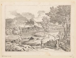 Bir dere tarafından bir yol boyunca rakamlarla Arcadian manzara Suite de Paysages (dizi başlığı)