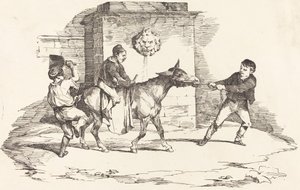 Eşekle Oynayan Üç Çocuk by Théodore Gericault and Nicolas Toussaint Charlet
