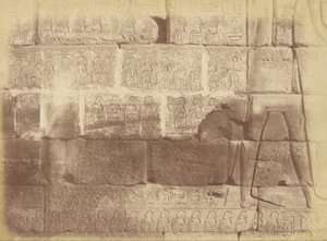 Hiyeroglif Yazıtların ve Heykellerin Yakın Çekim Görünümü (Mağlup Edilen Milletler Listesi), Karnak by Théodule Devéria