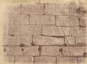 Hiyeroglif Yazıtların ve Heykellerin Yakın Çekim Görünümü (Mağlup Edilen Milletler Listesi), Karnak by Théodule Devéria