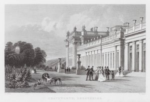 Chatsworth, Derbyshire (gravür) by Thomas (after) Allom