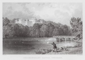 Cholmondeley Kalesi, Cheshire (gravür) by Thomas (after) Allom