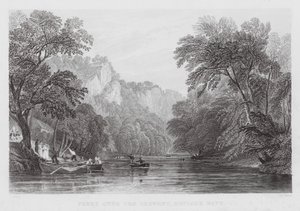Derwent Üzerindeki Feribot, Matlock Banyosu (gravür) by Thomas (after) Allom